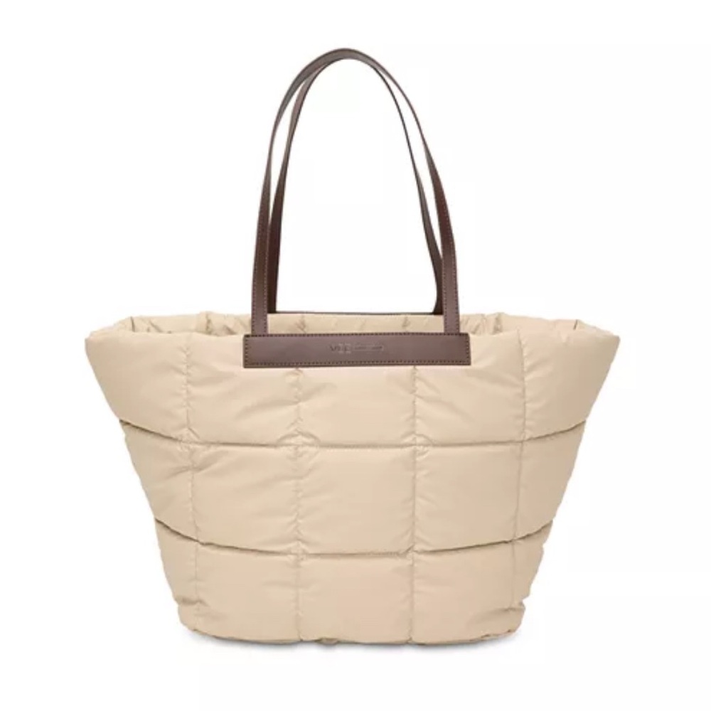 Elegant Cream Tote Bag with Brown Accents
